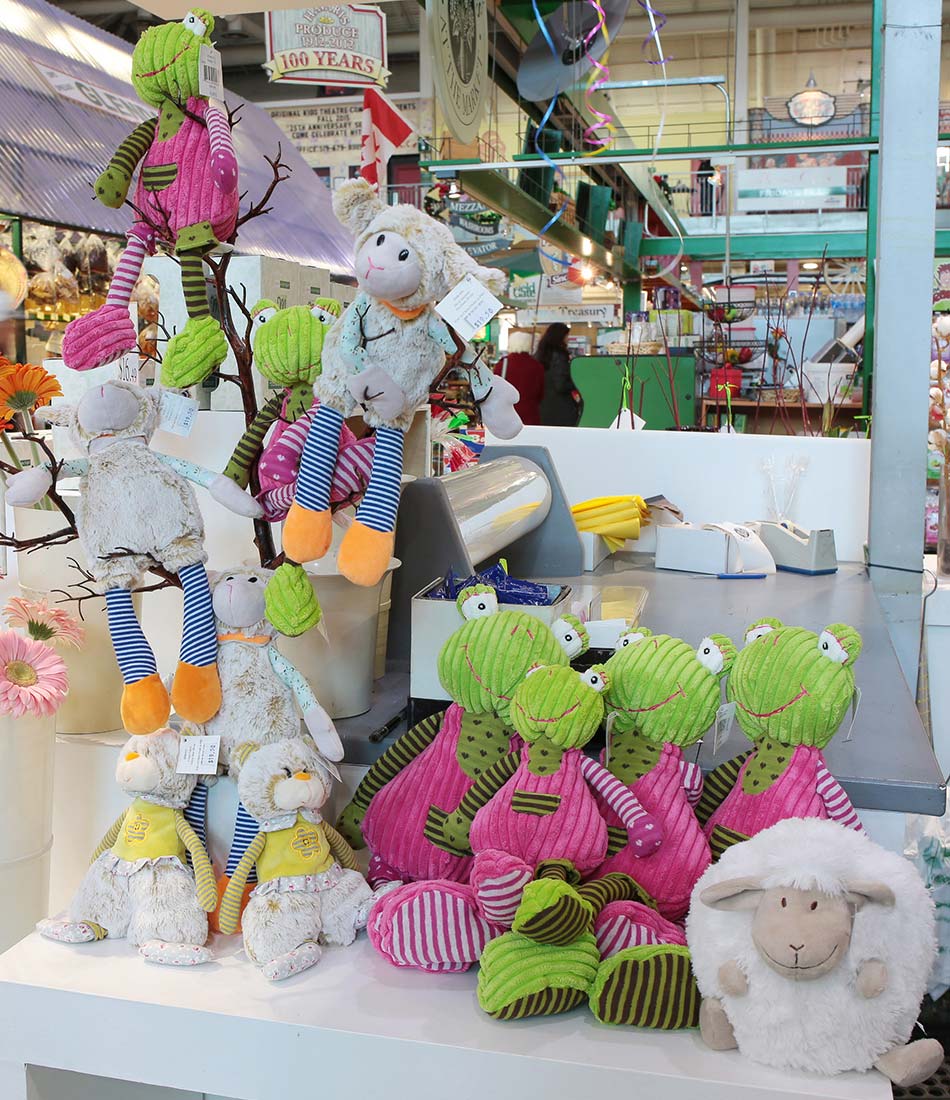 stuffies at bloomers at the market